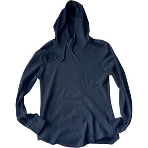 Waffle Knit Thermal Hoodie Navy Pullover Lightweight Men’s Small Minimalist